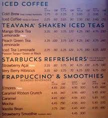 Starbucks Coffee Menu Menu For Starbucks Coffee Midtown New York City