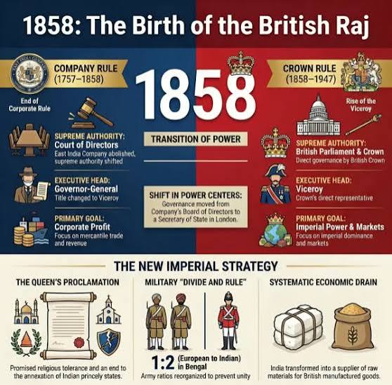 Establishment of the British Raj 1858: From Company to Crown
