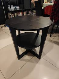 Ikea lack coffee table, s. Ikea Vejmon Black Brown Round Side Coffee Table Home Furniture Furniture On Carousell
