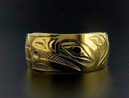 Northwest Coast Native Ring Or Wedding Band 14 Karat Gold Raven Design 825 00 Via Ets Native American Wedding Rings American Indian Jewelry 14k Yellow Gold