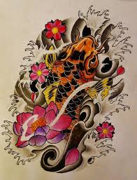 This is a watercolour koi fish i did in 2011. Koi Fish Lotus Cherry Blossom Tattoo By 814ck5t4r Lotus Flower Drawing Flower Drawing Cherry Blossom Tattoo