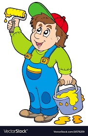 House Painter With Paintroller Royalty Free Vector Image House Painter Community Helpers Theme School Painting