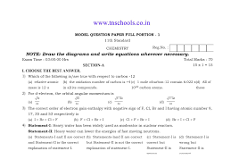 11th Std Chemistry Public Exam Model Question Paper English Medium 2020