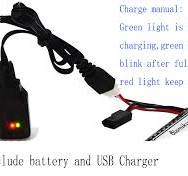 Blomiky 2 Pack 7.4V 1A USB Charge Cable with XH-3P Plug for 2S Lipo Battery  with XH-3P Connector / 7.4V 1A USB 2