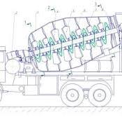 The concrete mixer truck of gravity-enforced action with the ...