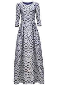 Floral Print Vintage Round Neck 3 4 Sleeve Maxi Dress For Women Maksi Elbise Kiyafet Elbise Modelleri