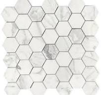 Statuario White Matte Honed 2" Hexagon Marble Mosaic