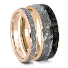 With a rose gold band, you can get away with selecting a diamond lower on the color scale. His Hers Rose Gold Wedding Bands With Meteorite Dino Bone 1800 Jewelry By Johan