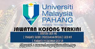 Dapatkan jawatan/kerja kosong terkini dari blog ini melalui email anda. Jawatan Kosong Di Universiti Malaysia Pahang Ump 20 January 2017 Kerja Kosong 2021 Jawatan Kosong Kerajaan 2021