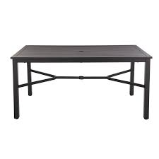 Hampton Bay Mix And Match Black Rectangle Metal Outdoor Patio Dining Table With Slat Top Fts70660c Blk The Home Depot Metal Outdoor Table Diy Patio Table Patio Dining Table