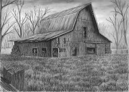 Sketch of an old barn. Old Barn By Mickael Bruce Barn Drawing Barn Painting Barn Art