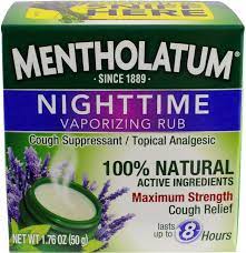 Amazon Com Mentholatum Nighttime Vaporizing Rub With Soothing Lavender Essence 1 76 Oz 50 G 100 Natural Active Ingredients For Maximum Strength Cough Relief Health Personal Care