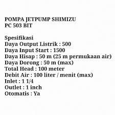 100 watt daya input start : Jual Grosir Pompa Air Jet Pump Shimizu Pc 503 Bit 500 Watt Tanpa Tabung Di Lapak Cahaya Abadi Tki Bukalapak