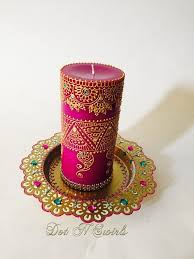 Pink Color Scented Pillardesign With Henna Etsy In 2020 Henna Candles Steel Candle Holder Candles