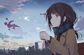 More so on social media, forums, or even google itself. Hd Wallpaper Anime Girl Profile View Brown Hair Buildings Scarf Wallpaper Flare