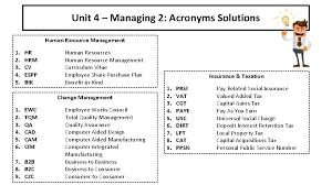 It is a written summary of your academic qualifications, skill sets and previous work experience which you submit while applying for a job. Unit 4 Managing 2 Acronyms Human Resource Management