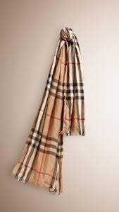 168 x 30cm/66.1 x 11.8in. Check Merino Wool Cashmere Crinkled Scarf Crinkle Scarf Burberry Scarf Burberry