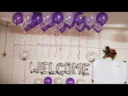 Balloon Decoration At Home For Welcoming A Newborn Born Baby Girl Welcome Home Decoration Ideas Y In 2020 Welcome Home Decorations Welcome Home Baby Baby Girl Decor