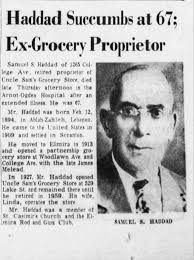 Samuel Haddad opened a grocery store in 1927 at 529 Lake St. His store was  called Uncle Sam's Grocery. When he retired in 1959, his wife Linda  operated the store. The store