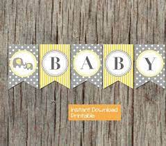 Yellow Grey Elephant Printable Baby Shower Banner Decorations Etsy Elephant Baby Showers Baby Shower Printables Diy Baby Shower Decorations