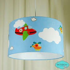 Ucak Desenli Cocuk Odasi Lambasi Ic Kisim Pvc Disi Kumas Kaplama Kullanilan Kumas Silinmeye Dayaniklidir Tamamen El Yapimi Cap 40cm Abajur Lamba Avize