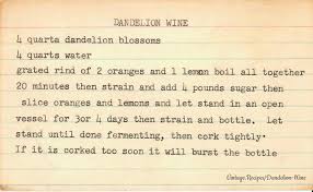 Dandelion Wine Vintage Recipes