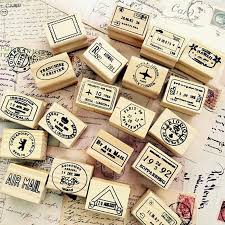Set Of 6pcs Label Stamp Postmark Stamps Travel Stamps Vintage Wooden Rubber Stamps Diary Stamp Set Wooden Stamps Travel Stamp Holiday Stamping