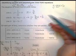 Click and drag the points below to explore the relationship between parallel lines, perpendicular lines, slope and the graph of a line. Identifying Parallel And Perpendicular Lines From Equations Sb Youtube