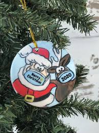 2020 quarantine covid christmas ornaments, wilmington, north carolina. Covid Ornament Santa And Reindeer With Mask Christmas Ornament Pandemic Holiday Gift 2020 Virus Ornament Covid19 Funny Christmas Gift