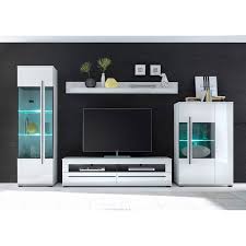 Livitalia design wohnwand c54 in braun matt mit tv wand paneel mit schwenkbarer tv halterung und led hintergrund beleuchtung. Moderne Wohnwand Colorado 61 In Weiss Hochglanz Inkl Led Mit Glaseinsa