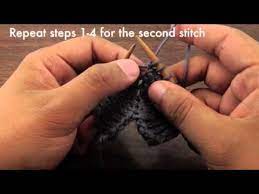 (k1 through back loop, k1) in next st, insert left needle from left to right under vertical strand between stitches just made, knit this strand through back loop. How To Knit The Make Two Double Increase M2 English Style Youtube