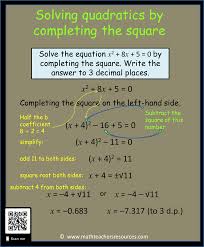 Inside the final parentheses we always end up with, where is half of the coefficient of the original term. How To Solve Quadratic Equations By Completing The Square Math Infographic Solving Quadratic Equations Quadratics Math Infographic