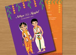 Design beautiful invitations with matching rsvp cards. Cute Indian Cartoon Wedding Invitation Cards