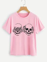 Halloween costumes are fun and all, but what's even better is just rolling out of bed on october 31st and putting. Skull Print T Shirt Shein Sheinside Casual Halloween Sleeves Women Outfits For Teens