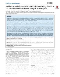 Check spelling or type a new query. Pdf Incidence And Characteristics Of Injuries During The 2010 Felda Fam National Futsal League In Malaysia