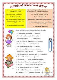 Adverbs Of Manner And Degree English Esl Worksheets Adverbs Teaching English Grammar English Grammar Worksheets