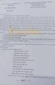 Riêng thí sinh thi vào trường thpt chuyên phải làm bài thi môn chuyên tương ứng lớp chuyên đã đăng ký. Ä'ap An Ä'á» Thi Vao Lá»›p 10 Mon Ngá»¯ VÄƒn Sá»Ÿ Gd Ä't Ha TÄ©nh NÄƒm 2019