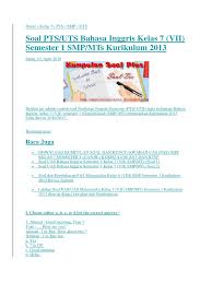 Oleh admindiposting pada 15 agustus 2021. Soal Pts Kelas 7 Semester 1