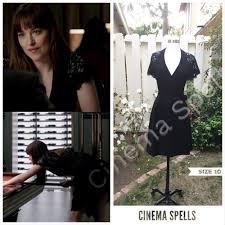 Aso Anastasia Steele Fifty Shades Women Dvf Elizabeth Black Wrap Dress Size 10 Dianevonfurstenberg Black Wrap Dress Ana Steele Outfit Anastasia Steele Style