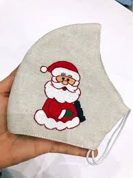 Hand Embroidered Santa Claus Mask Linen Mask With Filter Etsy In 2020 Hand Embroidered Christmas Embroidery Patterns Easy Face Mask Diy