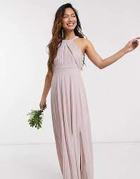 Tfnc Bridesmaid Exclusive Pleated Maxi Dress In Pink Asos