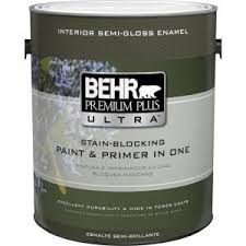 Behr Ultra 1 Gal Ultra Pure White Semi Gloss Enamel Interior Paint And Primer In One 375001 The Home Depot Interior Paint Paint Primer Behr