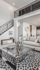 Silver Accents In Beautiful Black And White Themed Family Room Home Design With Open Loft And Stairway From Candlelight Ho Home Home Design Decor House Design