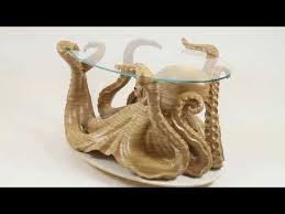 The Octable Unique Hand Carved Octopus Coffee Table A Piece Of Functional Sculpture By Award Winning Wildlife Artist Wildlife Artists Carving Sculpture