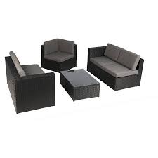 Baner Garden Outdoor Furniture Complete Patio Cushion Pe Wicker Rattan Garden Corner Sofa Couch Set Brown 4 Pieces Walmart Com Rattan Garden Corner Sofa Patio Cushions Outdoor Furniture