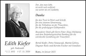 Traueranzeigen von Edith Kiefer