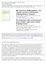 Pdf An Integrated Credit Rating And Loan Quality Model Application To Bank Shipping Finance