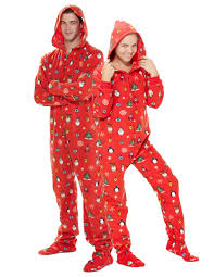 Holly Jolly Christmas Hoodie One Piece Adult Hooded Footed Pajamas One Piece Hooded Pjs Adult Hooded Pajamas Footed Pajamas Co