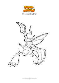 Scyther coloring page free printable pages template. Coloring Page Pokemon Scyther Supercolored Com