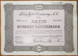 Currently At The Catawiki Auctions Germany Ford Motor Company Ag Aktie Share 100 Reichsmark Cologne 1934 S Ford Motor Company Ford Motor Ford